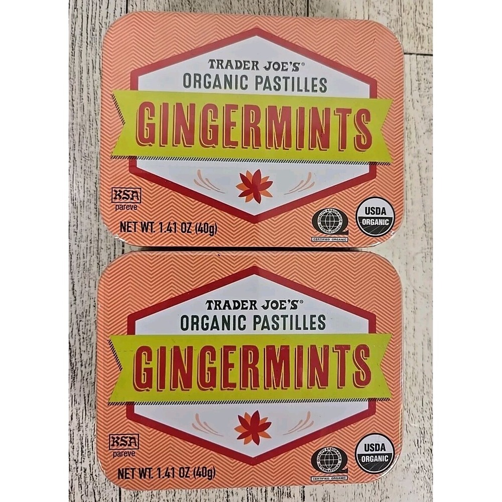 Trader Joes Organic GingerMints Tin 1.41 oz. each Lot of 2
